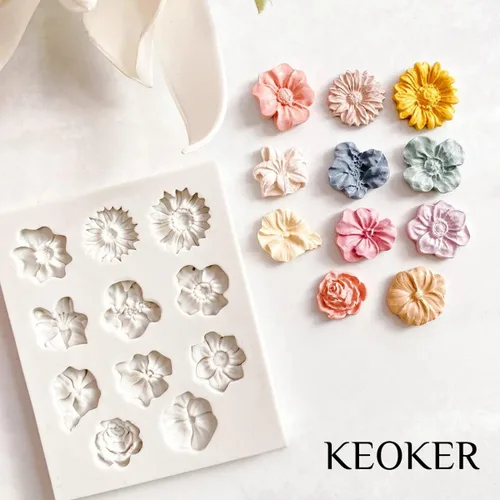 Miniatura 5 de Moldes de arcilla polimérica de flores Keoker - 1 pieza para hacer joyería, moldes de arcilla polimérica para decoración de aretes (flor mediana)