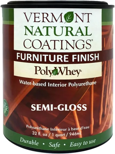 Vermont Natural Coatings Poly Whey - Acabado para muebles, transparente semibrillante, 1 cuarto de galón Sin color