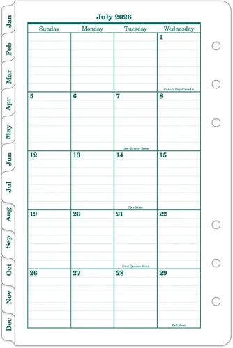 Miniatura 3 de FranklinCovey - Pestañas originales de calendario mensual de dos páginas (compacto, julio de 2026 - junio de 2027)