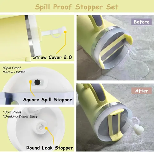 Miniatura 5 de Conjunto de accesorios para taza Stanley, incluye 2 piezas de cubierta de pajita de 0.4 pulgadas, 1 tapón antiderrame de silicona, 1 lindo encanto