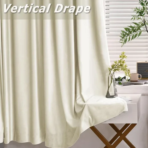 Miniatura 4 de Frelement Cortinas opacas de terciopelo para sala de estar, paneles de ventana con aislamiento térmico para dormitorio, cortinas plisadas para barra