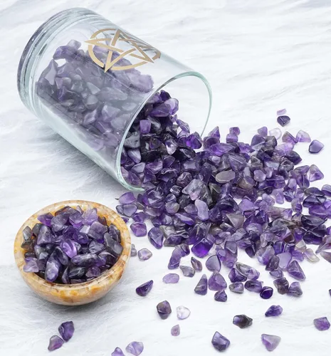 Miniatura 2 de Crocon Chips de amatista pulida a granel, piedra natural en bruto, piedra preciosa pulida, gema de pulido para minería, equilibrio de chakras, reiki