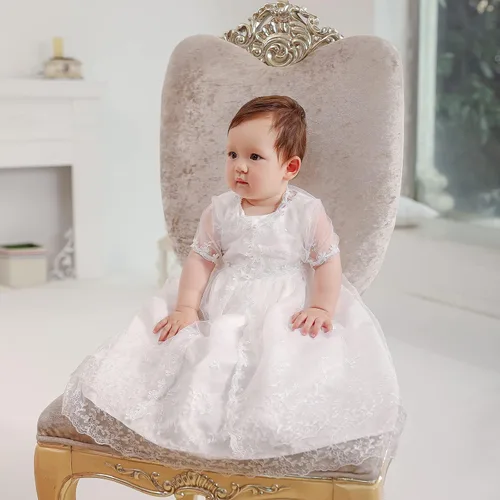 Miniatura 5 de DPKM Vestido de bautismo para niña 3 piezas bordado bautizo formal para fiesta boda