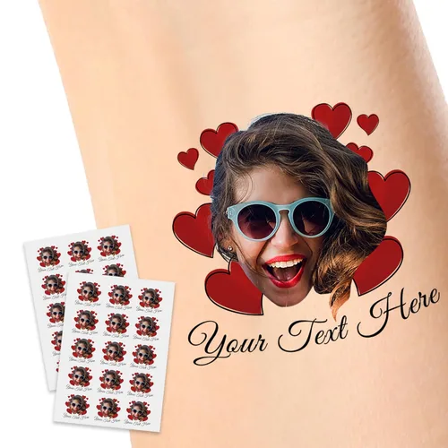 Miniatura 15 de Tatuajes temporales personalizados, personaliza cualquier foto tatuajes para cumpleaños, boda, despedida de soltera, 1 juego de 15 tatuajes Patrón 9