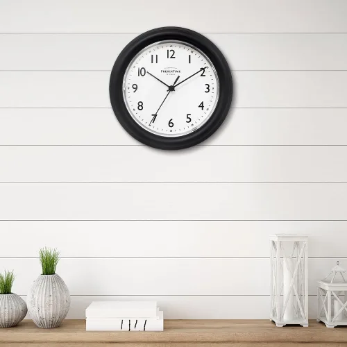 Miniatura 5 de PresenTime & Co. Reloj de pared moderno de 8.5 pulgadas, silencioso, sin tictac, color negro.