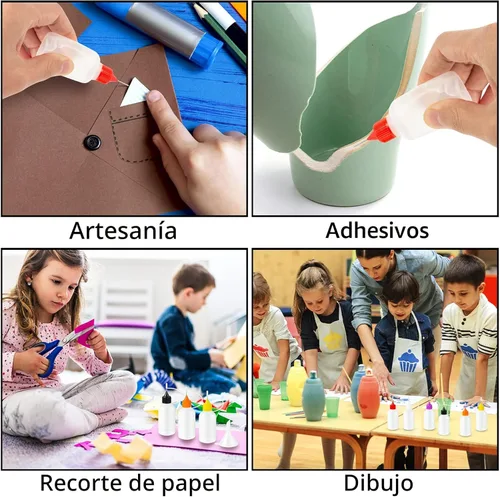 Miniatura 6 de 18 botellas aplicadoras de pegamento con punta de aguja de precisión, 6 colores de 1.0 fl oz / 1 onza botella de punta fina con mini embudo