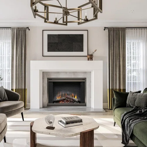 Miniatura 12 de Modern Ember Sabine Kit de Marco Envolvente de Repisa de Chimenea de Madera, Negro Apertura de 48" x 42" 72" x 54" Total Estética Moderna