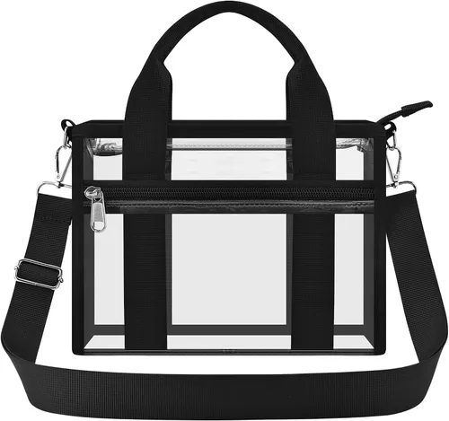 Miniatura 2 de Bolsa transparente para eventos de estadio, 12 x 6 x 12 pulgadas, bolsa de estadio con bolsillo transparente para mujer, bolsa de plástico