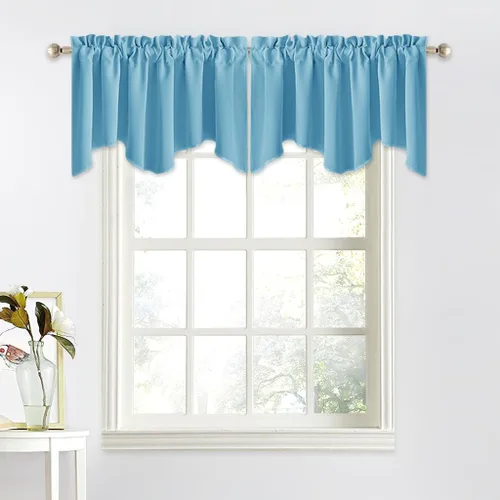 Miniatura 42 de NICETOWN Cenefa de ventana para dormitorio, ahorro de energía, bolsillo para barra, cenefa festoneada corta para ventana pequeña para lavandería