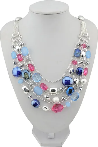 Miniatura 2 de Bocar Collar de cadena multicapa para mujer con esmalte de color de cristal