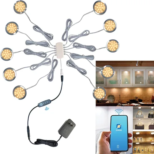 Miniatura 10 de Luces LED inteligentes de disco, iluminación regulable debajo del gabinete con control de aplicación Bluetooth, sincronización de música