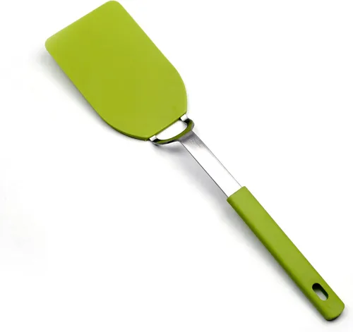 Miniatura 2 de RSVP International Kitchen Tool Collection - Espátula flexible de nailon, mango de acero inoxidable, 12 x 2.75 pulgadas, color verde