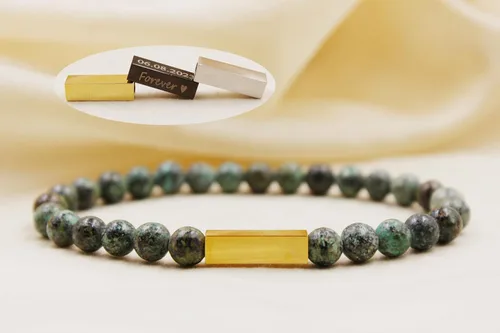 Miniatura 40 de Pulseras de cuentas personalizadas, Pulsera de piedras preciosas de 0.236 in, Pulsera grabada con láser, Pulsera de piedra natural, Pulseras unisex