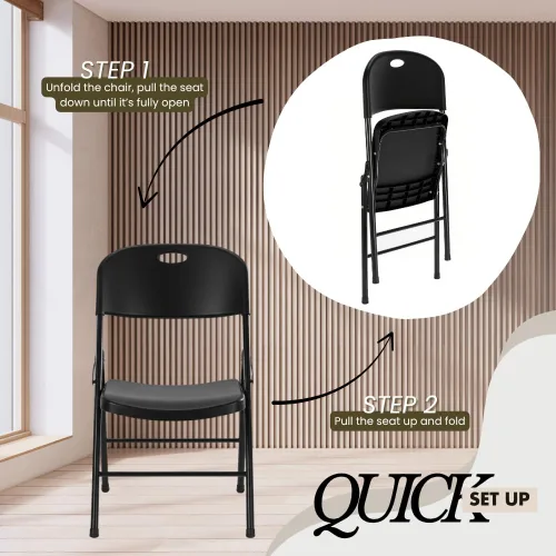 Miniatura 6 de Paquete de 2 sillas plegables de plástico resistente, sillas plegables de capacidad de 450 libras para interiores y exteriores, asientos portátiles