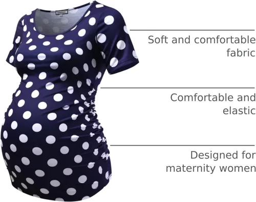 Miniatura 38 de GINKANA Blusas de maternidad de manga corta, diseño floral, fruncido, casual, para mamá, para embarazo