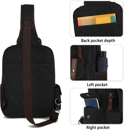 Miniatura 5 de Bolsa de mensajero vintage, mochila de lona para viajes, bolsa de hombro para hombre, bolsa de doble uso para transporte de mano y transporte