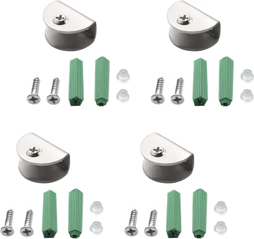 Miniatura 7 de Soporte de estante de vidrio ajustable de acero inoxidable, 4 unidades, medio redondo, para puerta pequeña, para gabinete de puerta pequeña, soporte