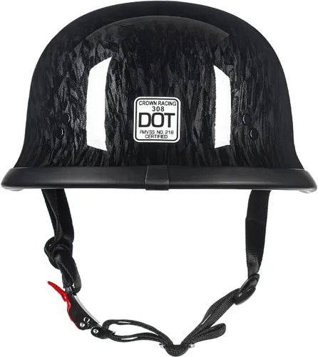 Miniatura 3 de Cascos de motocicleta de media cara, casco abierto de estilo alemán retro para adultos con aprobación DOT, Modelo-308