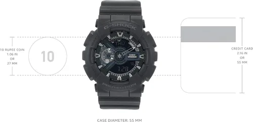 Miniatura 3 de Casio G-Shock Ana-digi World Time Reloj para hombre con esfera negra #GA110-1B, Negro