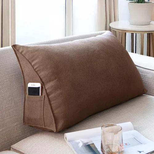 Miniatura 10 de Almohada de cabecera con protección de cintura, almohada de lectura, almohada triangular de cuña, cojín de espalda larga con funda extraíble