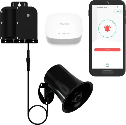 YoLink Controlador de alarma para exteriores versión X3, controlador de sirena/alarma/relé alimentado por batería, rango al aire libre de hasta 1/4