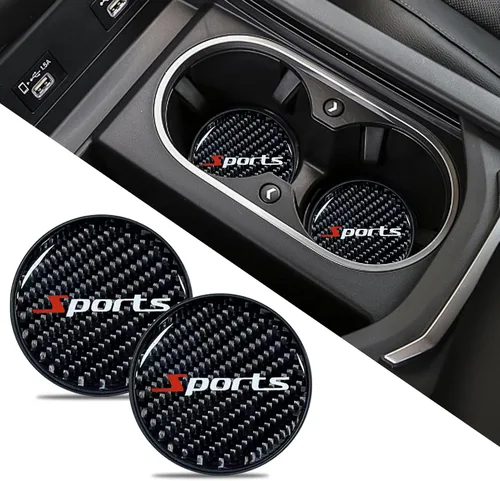 Miniatura 8 de 2 PCS Posavasos para Portavasos de Automóvil, Posavasos Integrados Antideslizantes de Fibra de Carbono, Inserto Universal de Portavasos de 2.75