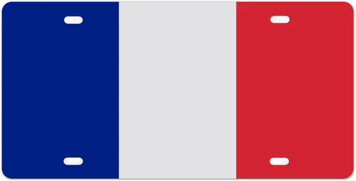 Placa de matrícula de metal con bandera de Francia con bandera nacional de Francia, recuerdo de país, placa frontal decorativa para papá, hombres,