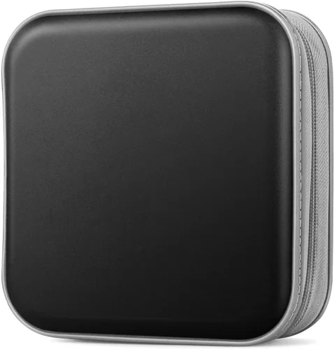 Estuche para CD/DVD, 48 Capacidad, Negro, Plástico, Portátil, Ligero