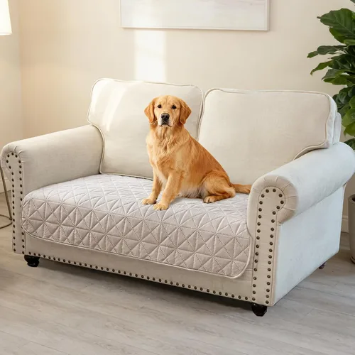 Miniatura 13 de Ameritex Funda de sofá impermeable para asientos, funda de sofá para perros, funda de sofá para mascotas, funda de terciopelo para silla, sofá Beige