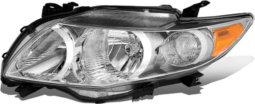 DNA MOTORING Lámpara para faros delanteros estilo OE compatible con Toyota Corolla 09-10, TO2502182, cromo/ámbar, lado del conductor, OEM-HL-0089-L
