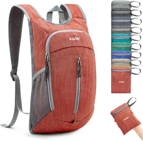 G4Free Mochila de senderismo de 10L Mochila de viaje pequeña Mochila plegable ligera Mochila de hombro plegable casual Rojo