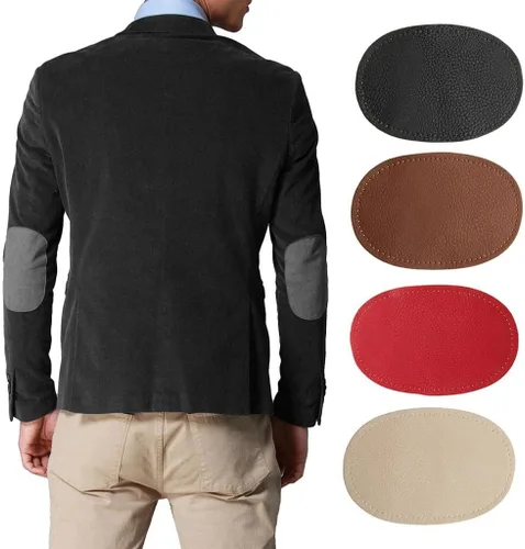 Miniatura 6 de BeeSpring 2 Piezas De Cuero Pu Parche Coser En Parches Repir Codo Rodilla Para Ropa Accesorios De Ropa - Negro