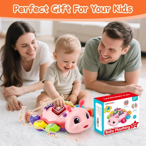 Miniatura 7 de AUUGUU Juguetes musicales para bebés, juguetes musicales iluminados para el desarrollo del tiempo boca abajo, juguete para gatear para niños de 6