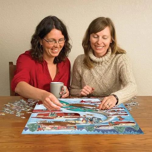Miniatura 3 de Cobble Hill - Rompecabezas de 1000 piezas, campistas de Navidad, póster de muestra incluido