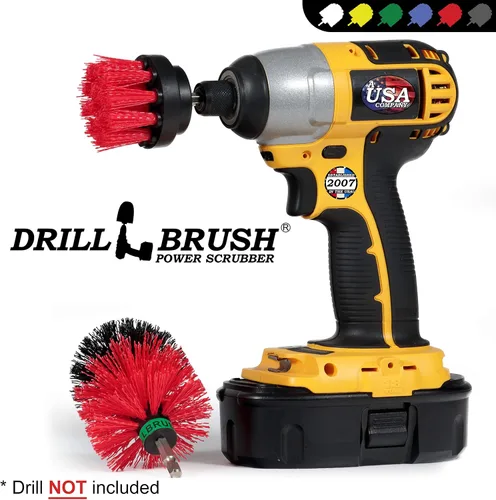 Miniatura 7 de 2 cepillos de limpieza rotativos de cerdas rígidas rojas de tamaño mini para limpiar revestimientos, ladrillos, piedras, chimeneas, cubiertas, Rojo