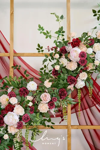 Miniatura 3 de Ling's moment - Guirnalda de eucalipto y hojas de sauce con flor blanca de 3 m, hecha a mano, centro de mesa para decoración de mesa de boda y mesa