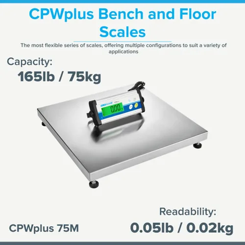 Miniatura 2 de Adam Equipment CPWplus - Báscula de suelo 75M, capacidad de 165 lb/75 kg, legibilidad de 0.05 libras