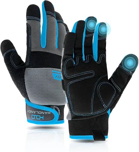 AIGEVTURE Guantes de trabajo para hombre y mujer, guantes de jardinería con pantalla táctil, guantes de trabajo mecánicos delgados rosa, cómodos,