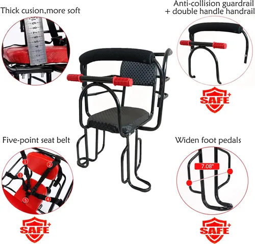 Miniatura 2 de Asiento Trasero para Niños de Bicicleta, Accesorio de Asiento de Bicicleta para Niños Montado en la Parte Posterior para Bicicleta de Adultos