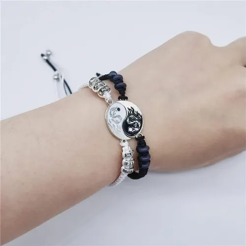 Miniatura 5 de INENIMARTJ Juego de 4 collares de pulsera de dragón a juego para mujeres y hombres, Yin Yang para parejas, collares con colgante para novio, novia