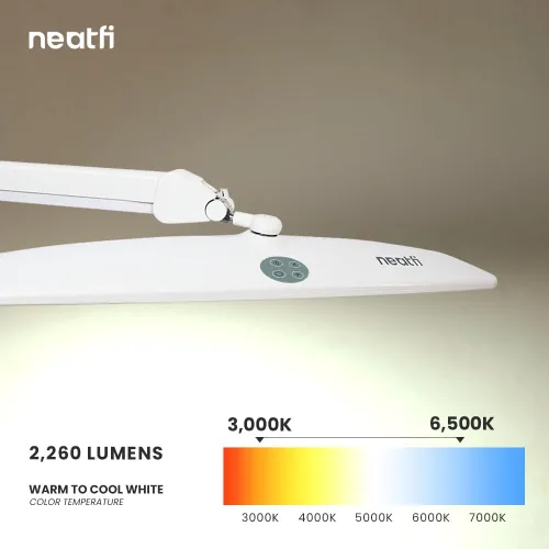 Miniatura 2 de Neatfi Lámpara de escritorio LED XL Cabeza de 20 pulgadas de ancho (blanco-2, CCT con abrazadera)
