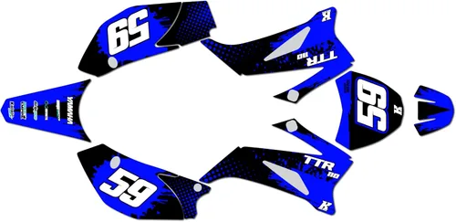 Kit de gráficos para Yamaha TTR110 (2008-2023) Splash Series Azul 21 Mil-Dirt Pit Bike Calcomanías de motocicleta, calcomanía de carreras de