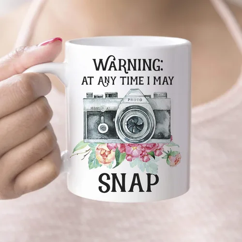Miniatura 6 de Taza divertida para fotógrafos – Warning I May Snap Camera Gift – Taza de café de fotografía para amantes de la fotografía o aficionados – 11 oz