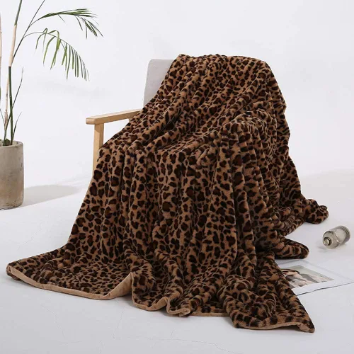 Miniatura 13 de Velboa Manta de Leopardo Súper Suave de Doble Capa Ropa de Cama Funda Gruesa para Sofá Manta de Piel Sintética Peluda y Difusa
