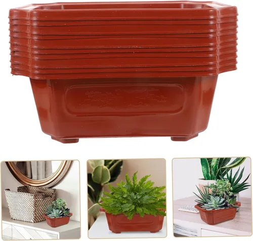Miniatura 7 de Yardwe Macetas rectangulares grandes para bonsái, diseño moderno para balcón, jardín y hogar, 10 piezas