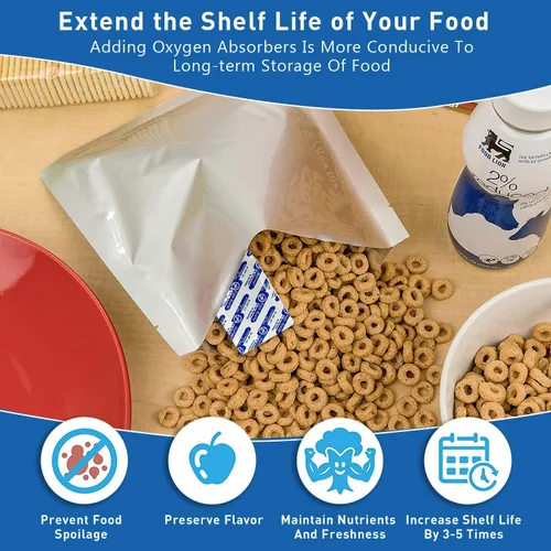 Miniatura 2 de Paquete de 50 bolsas Mylar de 1 galón para almacenamiento de alimentos con absorbentes de oxígeno para arroz, granos, granos de café