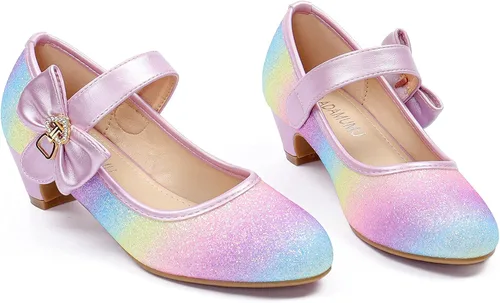 Miniatura 6 de ADAMUMU Zapatos de tacón bajo para niñas (niños pequeños)