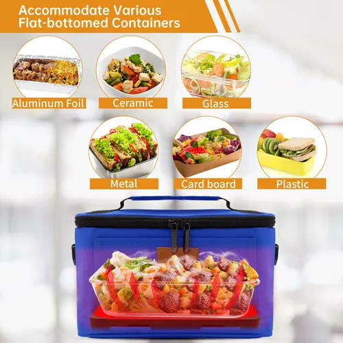 Miniatura 6 de Aotto Horno portátil, lonchera eléctrica, calentador de alimentos – 12 V/24 V/110 V 3 en 1 calentador de alimentos para coche – Fiambrera térmica