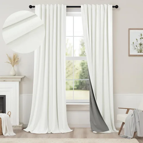 Miniatura 10 de Pitalk Cortinas cortas 100% opacas de lino para cafetería, 40 pulgadas de largo, 2 paneles, cortinas de puerta francesa para ventana, cortina