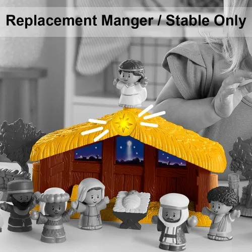 Miniatura 5 de Pieza de repuesto para el juego de pesebre Fisher-Price Little People – HMX70 ~ Manger/Stable ~ Reproduce música cuando se presiona y la estrella se